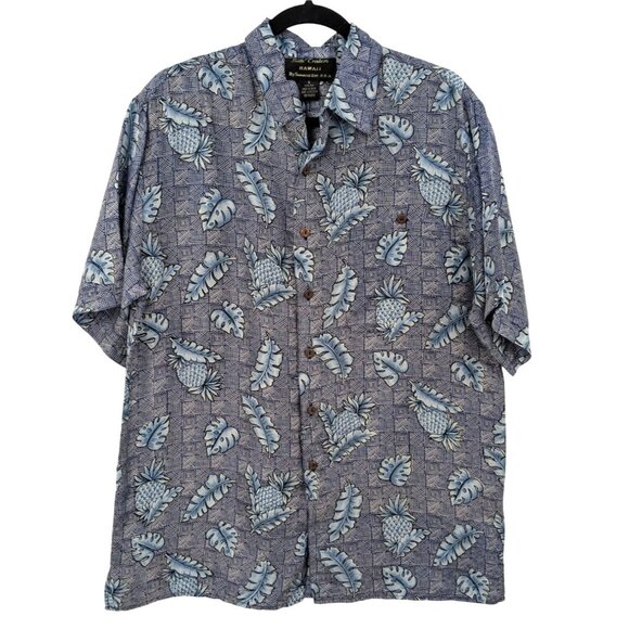 Silk Traders Hawaiian Button Up Shirt Men Size S 100% Silk Pineapple Leaf Casual - Picture 1 of 7